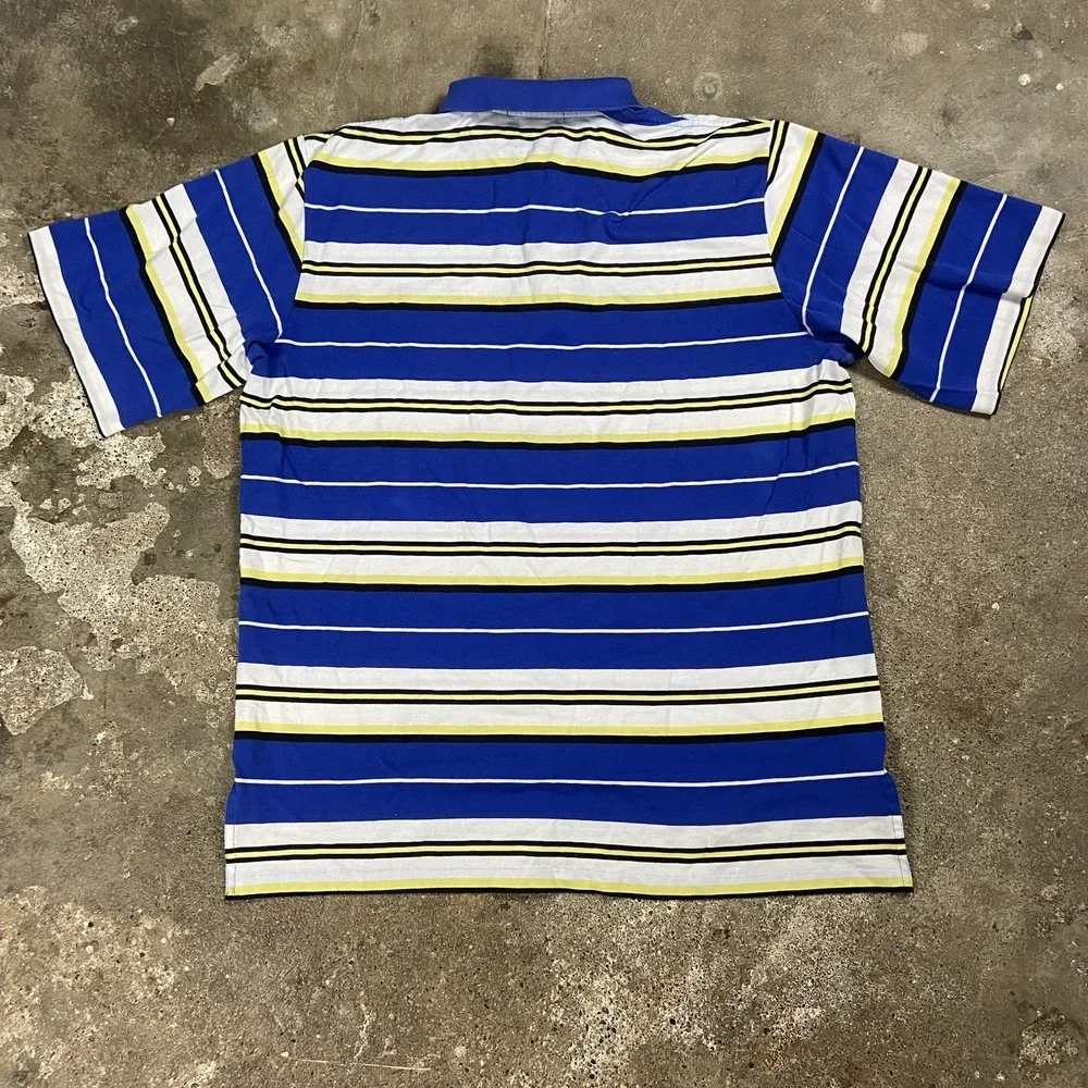 Vintage 90s Polo Golf Ralph Lauren Polo Shirt Size XL Blue Striped Blue Pony